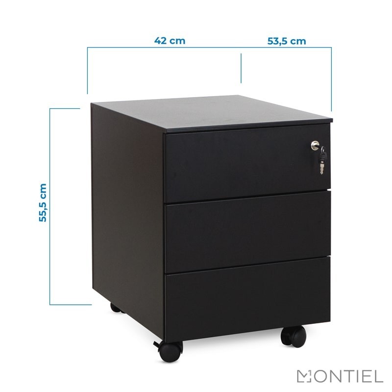 ▷ Cajonera 3 cajones Metálica Negra de Kunna