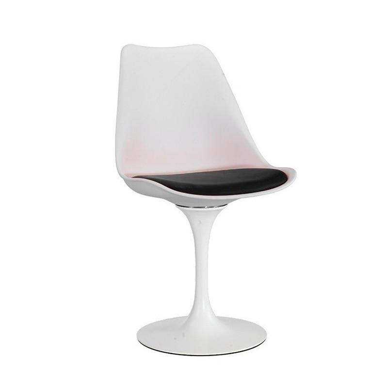 Silla oficina vintage blanca con cojín negro - Montiel