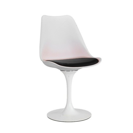 Silla oficina vintage blanca con cojín negro - Montiel