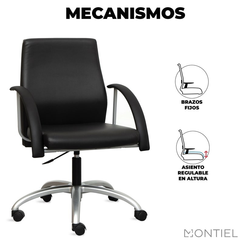 ▷ Sillón Oficina Símil Piel Negra de DelaOliva -Montiel