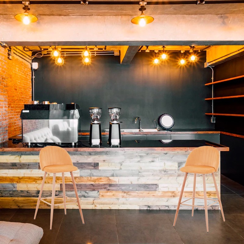 Taburete con Respaldo Retro color Mostaza - Montiel